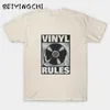 Men's T Shirts Vinyl Rules Black Gum Records R.I.P T-Shirt Short Sleeve Trtro Shirt Printed Cotton Top Music Tee Rap