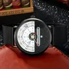 Relógios de pulso 2023 Alta graça Star Moon Calendário Man Watch For Men Black Surface Silver Aço Mesh Cinturoso Relógios Simples Moda