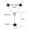 fashion Red Black Star Pendant Long Necklace For Women Silver Color Chain On The Neck jewelry