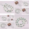 Chains Natural Green Jade 12Mm Oval Flakes 9Mm Pearl Beads Link Chain Necklace For Woman Man 48Cm Drop Delivery Jewelry Necklaces Pen Dhwsz