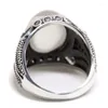 Cluster Ringe Türkisch 925 Sterling Silber Natürlicher Achat Ring Herren Hochwertiger Schmuck mit ovalem weißem Stein Vintage Luxusgeschenke für