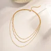 Chains Minimalist Gold Color Twist Rope Chain Necklaces For Women Stainless Steel Multi-layered Choker Pendant Jewelry Gift