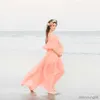 Vrouwen sexy fotografie rekwisieten schouders moederschap effen jurk