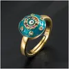 Cluster Rings Evil Blue Eye Ring Adjustable Copper Gold Plated Zircon Colorf Oil Drop Jewelry Delivery Dhgarden Dhila