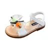 Sandalen zomermeisjes sandalen mode kristallen ball buiging baby tuinschoenen echt lederen kinderen kinder sandalen 6t AA230518