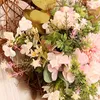 Fleurs décoratives couronne de printemps artificielle couronnes de soie en forme de coeur avec eucalyptus et rotin tentures murales fournitures de fête