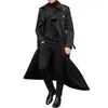 メンズジャケット長いスリムな男性トレンチコートダブルブレストラペルウインドブレーカー男性ファッション秋の冬のデザイン