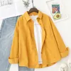 Blouzen voor vrouwen shirts corduroy shirts dames tops en blouses lange mouw veer dames massief losse vriendje stijl shirt 230519