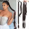 tails Synthetic Braided tail Extensions Black Natural Hairpiece Long Tail with Hair Tie Rubber Band Hair Blonde for Women 230518