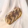 Borse da sera Stripped Women Paillettes Golden Metal Luxury 2023 Nuove borse di design Retro Pochette da pranzo per feste 230427
