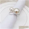 Napkin Rings Christmas Pearl Gold Sier Birthday Dinner Valentines Party Table Decor Drop Delivery Home Garden Kitchen Dining Dhod6