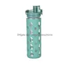 Water Bottles 21Oz Sile Insated Straight Glass Bottle Sport Yoga Travel Drinkware With Anti Slip Sleeves Drop Delivery Home Garden K Dhnyg