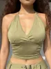Tvådelklänning Green Y2K Women Outfits Sexig ärmlös skördetopp och minikjolklubb Set Casual Beach Summer Fashion Suit 230518