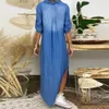 Basic Casual Dresses Casual Korean Plus Size Denim Dress For Women Summer Dresses Lapel Split Sexy Loose Long ladies Jeans Dress 3XL Vestidos 230519