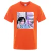 Schattig meisje aan de telefoon Kunst illustratie T-shirts Man Casual ademend grafisch los zomer T-shirt los katoen