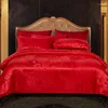 Ensembles de literie 4 pièces/ensemble Jacquard housse de couette ensemble de Style européen Textile de maison confort taies d'oreiller chambre linge de lit luxe bleu
