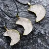 Nuova collana con ciondolo a forma di luna di cristallo di pietra originale naturale per regali di collana geometrica di cristallo irregolare da donna