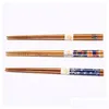 Chopsticks 5 par naturliga bambu japansk stil återanvändbar hack sticker familjen spetsig personlighet droppleverans hem trädgård kök di dhayh