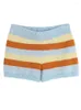 Kvinnors shorts Evefer Spring Girls Elegant Colors randiga tryck stickade korta byxor Kvinnor Casual Hög midja Elastisk kvinna