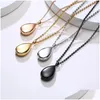 Pendant Necklaces Zorcvens Fashion Urn Water Tear Drop Necklace Stainless Steel Droplet Collar For Women Men Ash Jewelry Delivery Pen Dhmbv