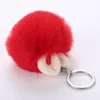 Keychains Fluffy Keychain Rabbit Fur Ball Pendant Key Chain For Women Bag Charms Hanger Keyring Girls JewelryGift