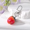 Schlüsselanhänger Erdbeere Kirschfrucht Schlüsselbund Schlüsselanhänger für Frauen Simulierte Bling Farbe Persimmon Tasche Schlüsselhalter Box Schmuck