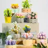 Blocks Flower Bouquet Succulents Construction Block Set Toy for Child Children Girl Mini Building Blocks Gift R230629