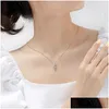 Pendant Necklaces Women Classic Cubic Zirconia Electroplating Necklace Jewelry Collarbone Chain All Match For Banquet Drop Delivery P Dhxno