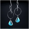 Boucles d'oreilles pendantes femme bijoux bohème créatif goutte d'eau en forme de balançoire galvanoplastie 925 rétro thaïlandais argent Turquoise