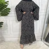 Ethnische Kleidung Vintage Blumendruck Marokko Partykleid Abaya Ramadan Eid Muslim Hijab für Frau Dubai Türkei Robe Kaftan Femme Mubarak