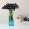 Flores decorativas 24pcs preto calla lily artificial real lírios falsos para decorações de festas de buquê de casamento