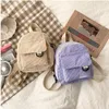 한국 코듀로이 여성 배낭 버전 캐주얼 올 매치 간단한 레트로 단색 일본 여성 배낭 학생 학교 가방
