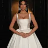 2023 White Princess Wedding Dresses Square Collar Sleeveless Bride Dress Boho Beach Custom Made to Measures Robe de Mariee