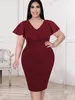 Sukienki w rozmiarze plus szyfon z peleeve bodycon sukienka seksowna v szyja biuro dama praca swobodna impreza urodzinowa szata rozmiar 4xl 5xl Summer 230518