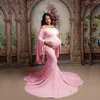 New Maternity Photography Prop Pregnancy Long Sleeve Cotton Chiffon Maternity Sexy Strapless Gown Photo Shoot Pregnant Dress