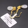 Hoop Earrings Real Pure 999 24k Yellow Gold Dangle Women Hollow Fan Drop 2.22g