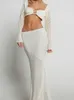 Dwuczęściowe DRES Solidne długie rękawowe spódnica 2 -częściowy zestaw dzianinowy spód z wysokiej talii Suit 2023 Summen Female Beach Powołanie 230519