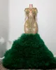 2023 Mai Aso Ebi Dentelle Perlée Robe De Bal Vert Foncé Sirène Soirée Formelle Deuxième Réception Anniversaire Robes De Fiançailles Robe Robe De Soirée ZJ270