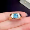 Cluster Rings 2023 Muskulös man ring Natural Blue Topaz S925 Silver Gold Plated Gemstone Party Gift Lucky Birthstone Justerbar