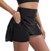 Lu Women Sports Yoga Skirtsワークアウトショーツジッパープリーツテニスゴルフアンチ露出ポケット21W172付きショートスカート