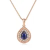 Pendant Necklace For Women Vintage Tear Drop Multicolor Cubic Zirconia Rose Gold Color Gift Fashion Jewelry