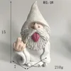 Garden Decorations Gnome Dwarf Ornaments Resin Artifact White Robe Smoking Middle Finger Home Decoration 230518