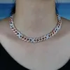 Halsband, großer, schwerer, klobiger kubanischer Damenschmuck, Iced Out Bling Hiphop Micro Pave 5A Cz Infinity Gliederkette, zweifarbige Halskette