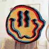 السجاد Trippy Smile Brug Smily Face Handmade Rug Testted Smile Gift for Friend Rugs for Bedroom Geek Gift Decord Decord T230519