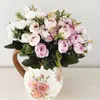 Decorative Flowers 3 Silk Flower Bouquet Party Artificial Tea Rose No Vase Wedding Home Decor Purple White