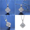 Collane con ciondolo Trendy 925 Sterling Sier Squre Clover Moissanite Collana per donna placcato oro bianco 1Ct D Color Vvs1 Drop Delive Dhxls