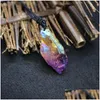 Naszyjniki wiszące nieregularne kamienne frędzle pendo pendum reiki leczenie naszyjnik dla kobiet Rainbow Colorf Rock Quartz Red Crystal Drop dhnlh