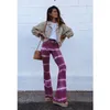 Capris 2023 Tie Dye Flare Pants Women Brown Leopard Y2K JOGGERS Hög midja Dubbelskikt Mesh Girl Eesthetic Trousers Female Sweatpants