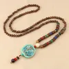 Anhänger Halsketten Vintage Ethnische Nepal Buddhistische Mala Lange Halskette Holz Perlen Buddha Aussage Elefanten Anhänger Frauen Männer Drop