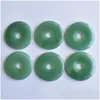 Pendentif Colliers Pierre Naturelle Donut Collier 40Mm Rond Vert Aventurine Dames Bijoux Cadeaux En Gros 6Pcs / Lot Drop Delivery P Dhrb5